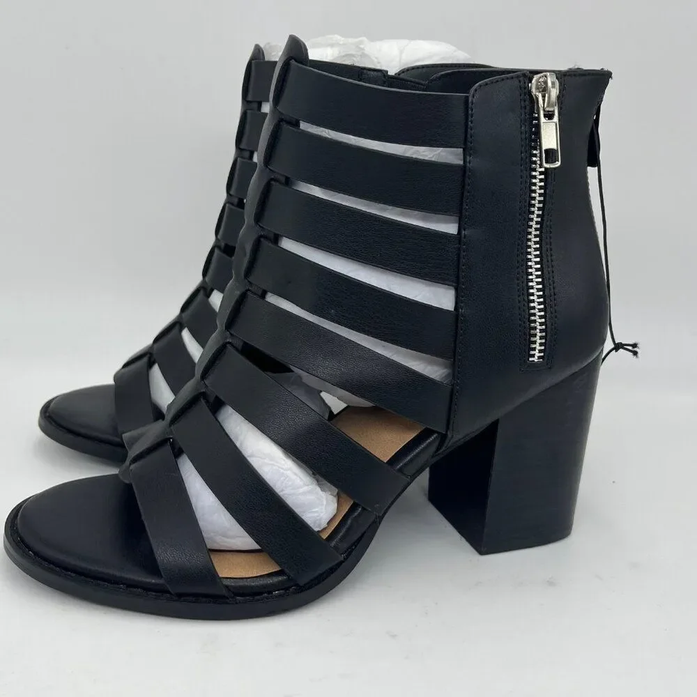New Torrid Black Side Zip Caged Block Heels - Size 8W